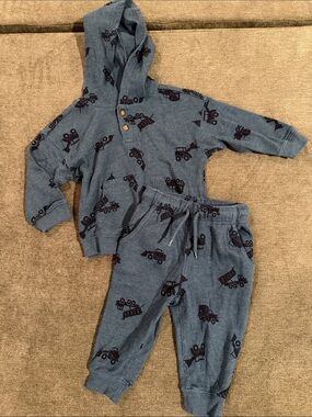Carter's Dark Blue Hooded Baby Set with Truck Print